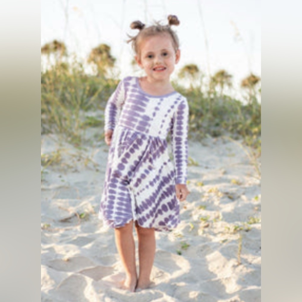 Kyte toddler long sleeve twirl dress taro rip tide